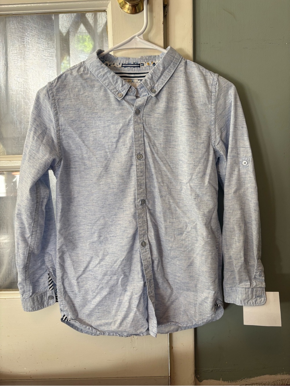 Light Blue Button-Down dress Shirt for Kids designer cuffs Easter